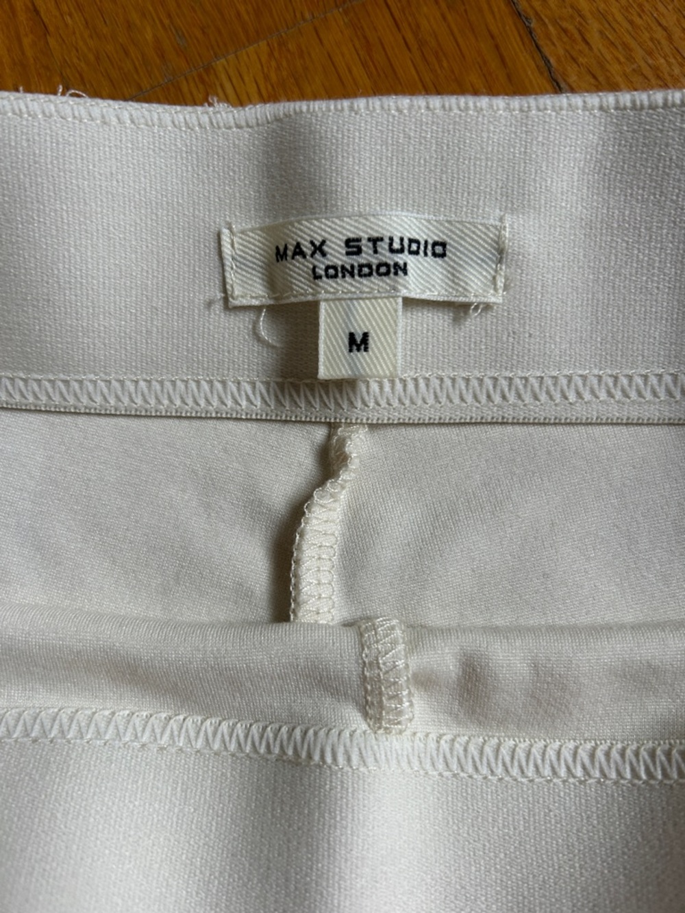 Max Studio Cream Wide-Leg Knit Pants with Front Patch Pockets - Picture 2 of 3